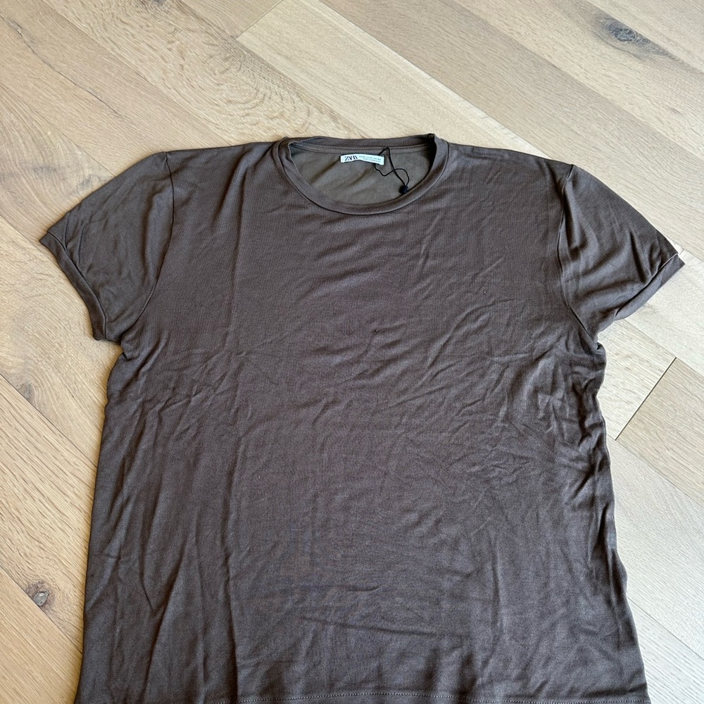 Zara Brown Men's knit T-Shirt size XL